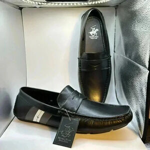 Beverly Hills Polo Club MERKEL PENNY LOAFER BLACK DRIVING SHOES SZ 9.5 NWT
